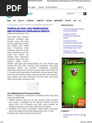 Kumpulan Soal Dan Pembahasan Menyetarakan Persamaan Reaksi