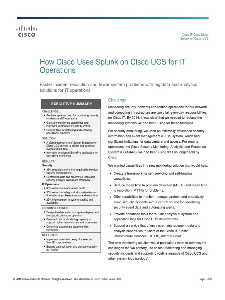 How Cisco Uses Splunk On Cisco UCS For IT Operations | PDF | Computer ...