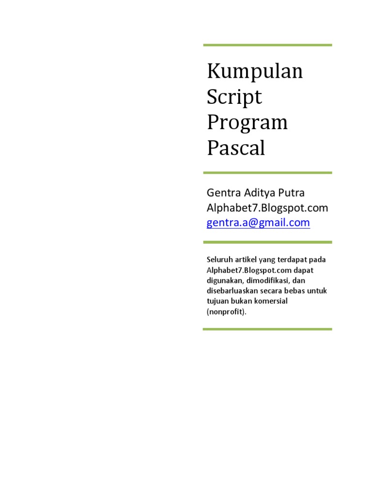Kumpulan Script Program Pascal Untuk SMA | PDF