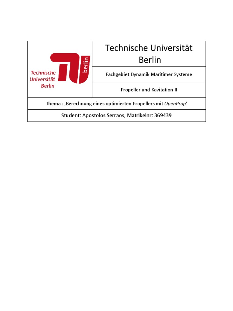 Propeller Optimierung Mit OpenProp | PDF
