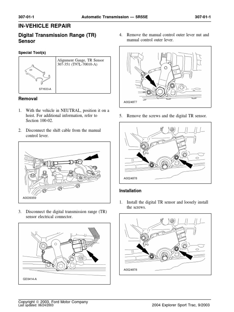 Digital Transmission Range TR Sensor in Vehicle Repair PDF PDF