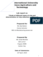 Lab Report-Study of Different Types of Chip and Determination of Chip Reduction Coefficient