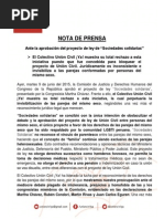 Colectivo Unión Civil ¡Ya! muestra su total rechazo al proyecto de ley "Sociedades solidarias"