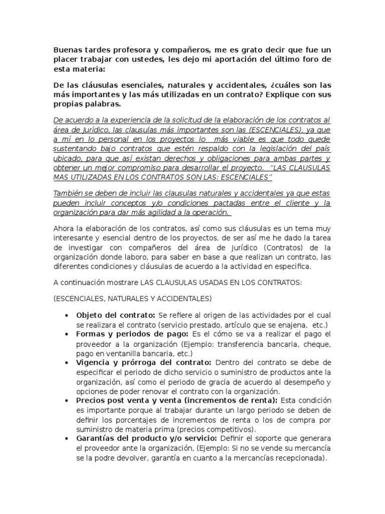 Clausulas de Los Contratos