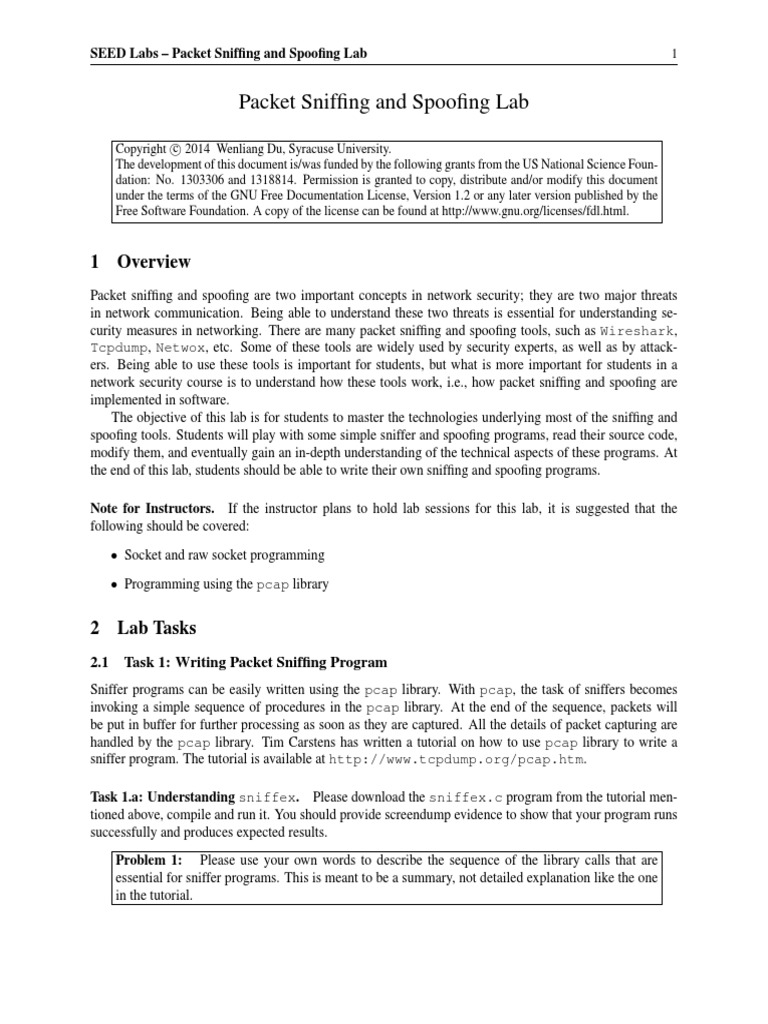 Packet Sniffing And Spoofing Lab Solution