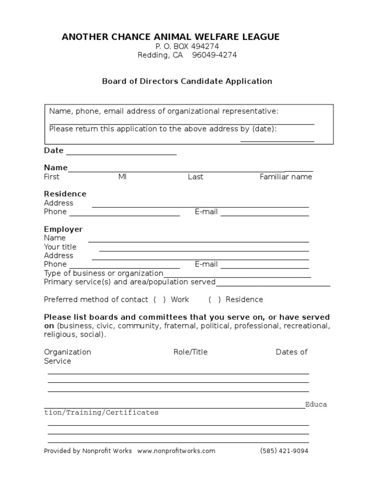 Board Application for Directors | PDF