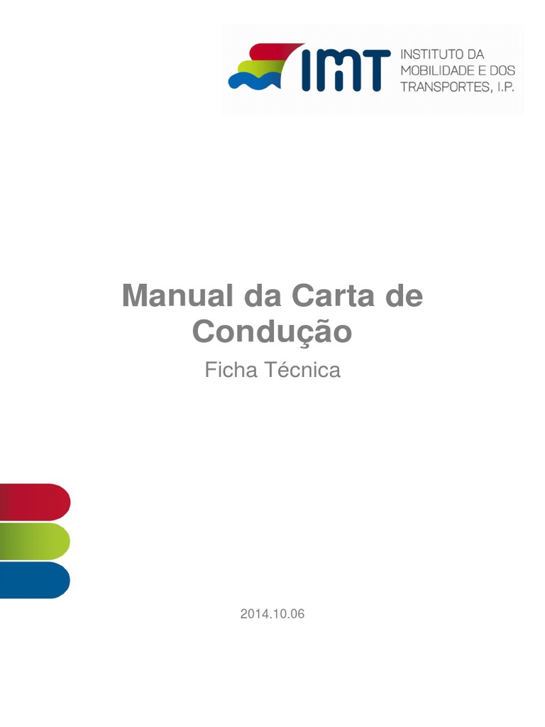 Manual Carta Condução  Carteira de Motorista  Tráfego 