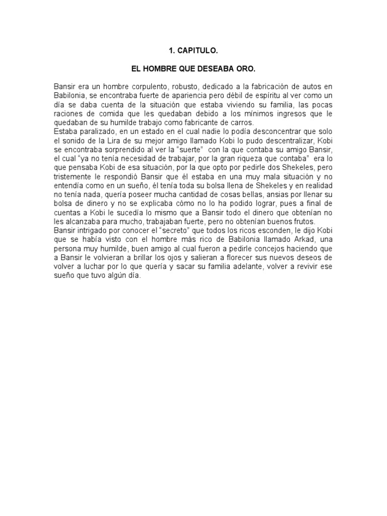 Resumen El Hombre Mas Rico de Babilonia Babilonia Dinero