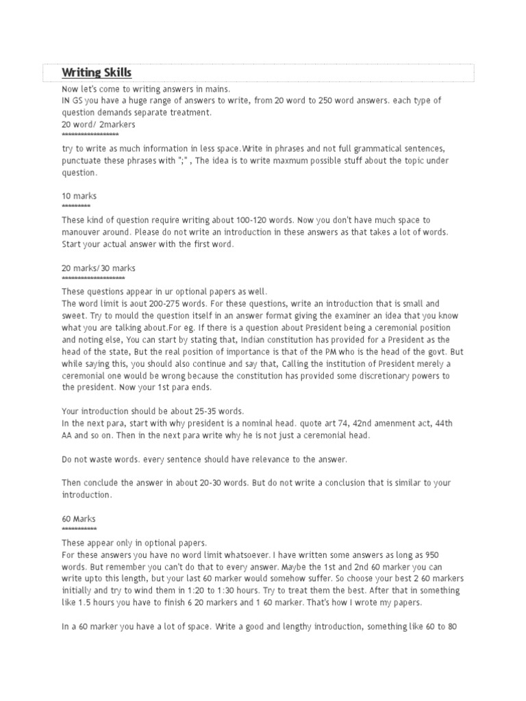 Writing skills test picture