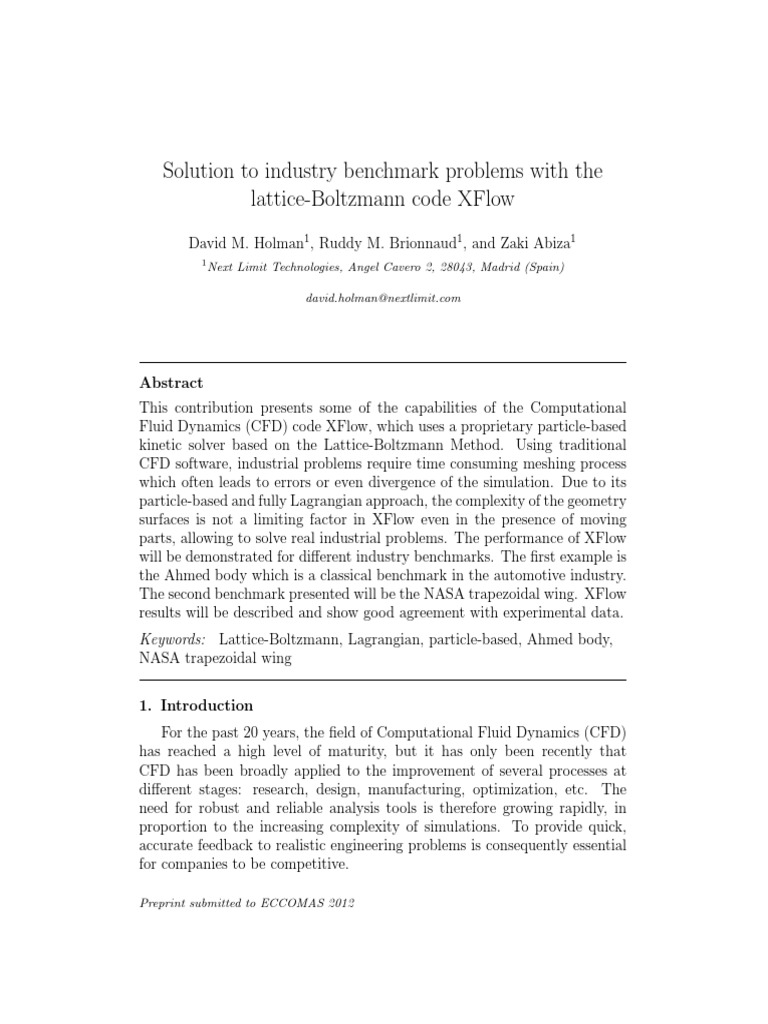 XFlow CFD: Lattice-Boltzmann Solutions | PDF | Computational Fluid ...