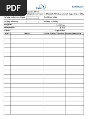 Training Attendance Sheet