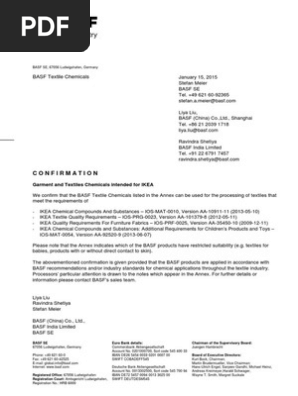 Sd Certificate Ikea Formaldehyde Textiles