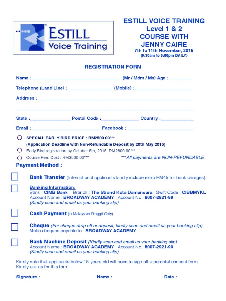 Form Estill (Level 1 & 2) in November 2015 | PDF
