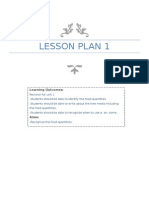 Lesson Plan 1: Learning Outcomes