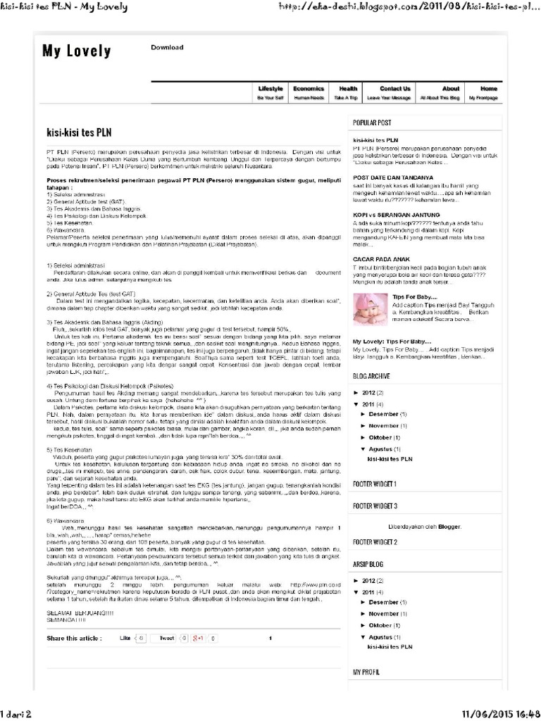 Kisi Kisi Tes Pln Pdf