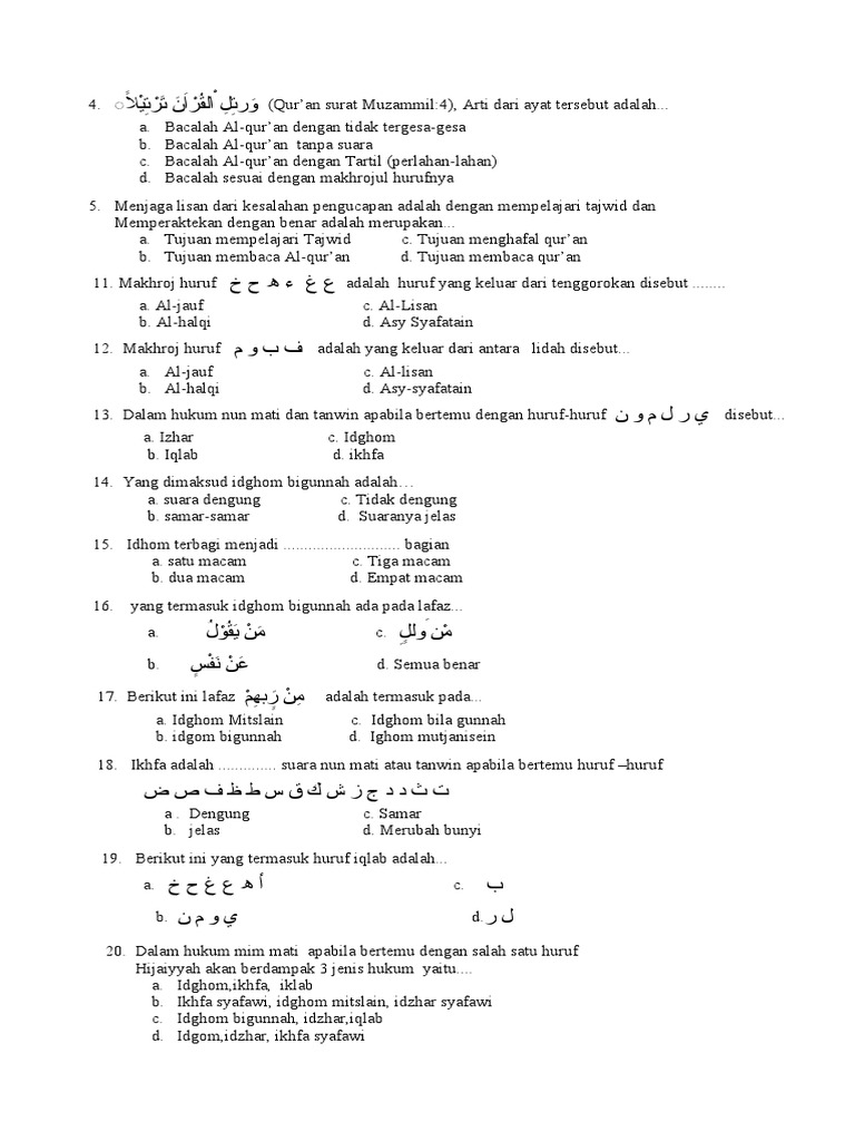 Soal Iqro Genap