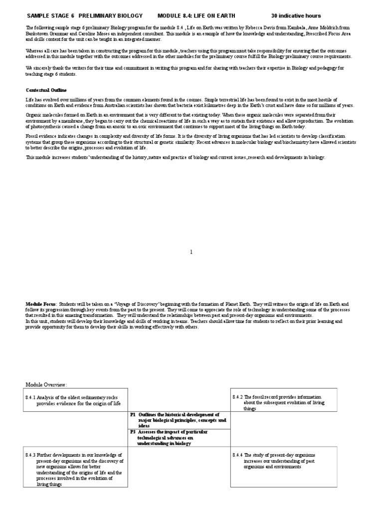 Biology Life+on+Earth+Program+ 2007 | Download Free PDF | Abiogenesis ...