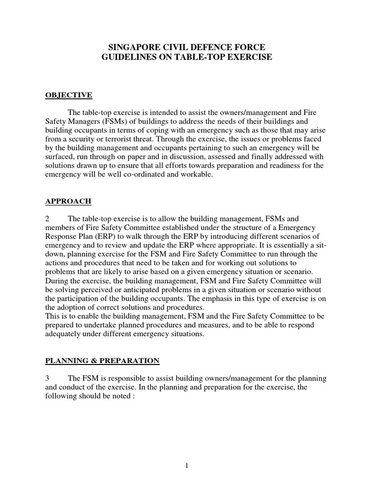 Guidelines On TableTop Exercise PDF Fire Safety