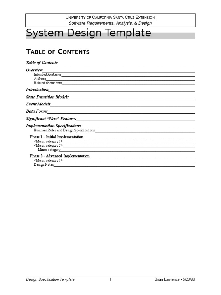 System Design Template | PDF | Systems Design | Specification