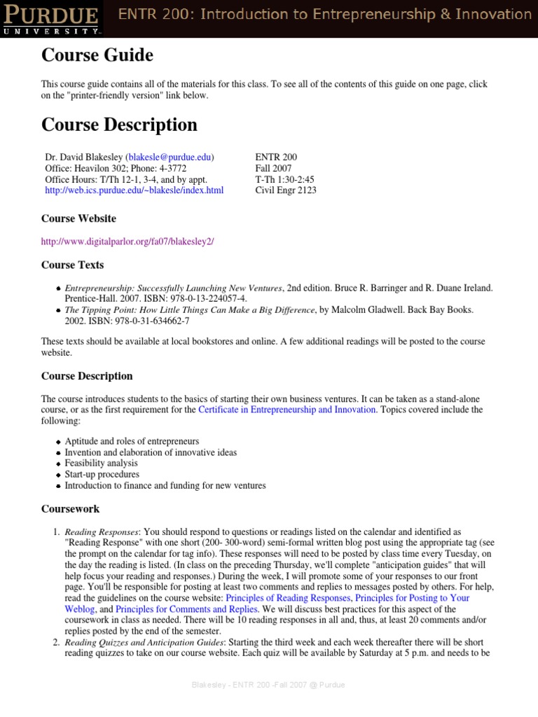Entr200 Fall2007 | PDF | Hyperlink | Academic Integrity