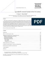 (Kumar & Shah 2004) Building and Sustaining Profitable Customer Loyalty For 21st Century