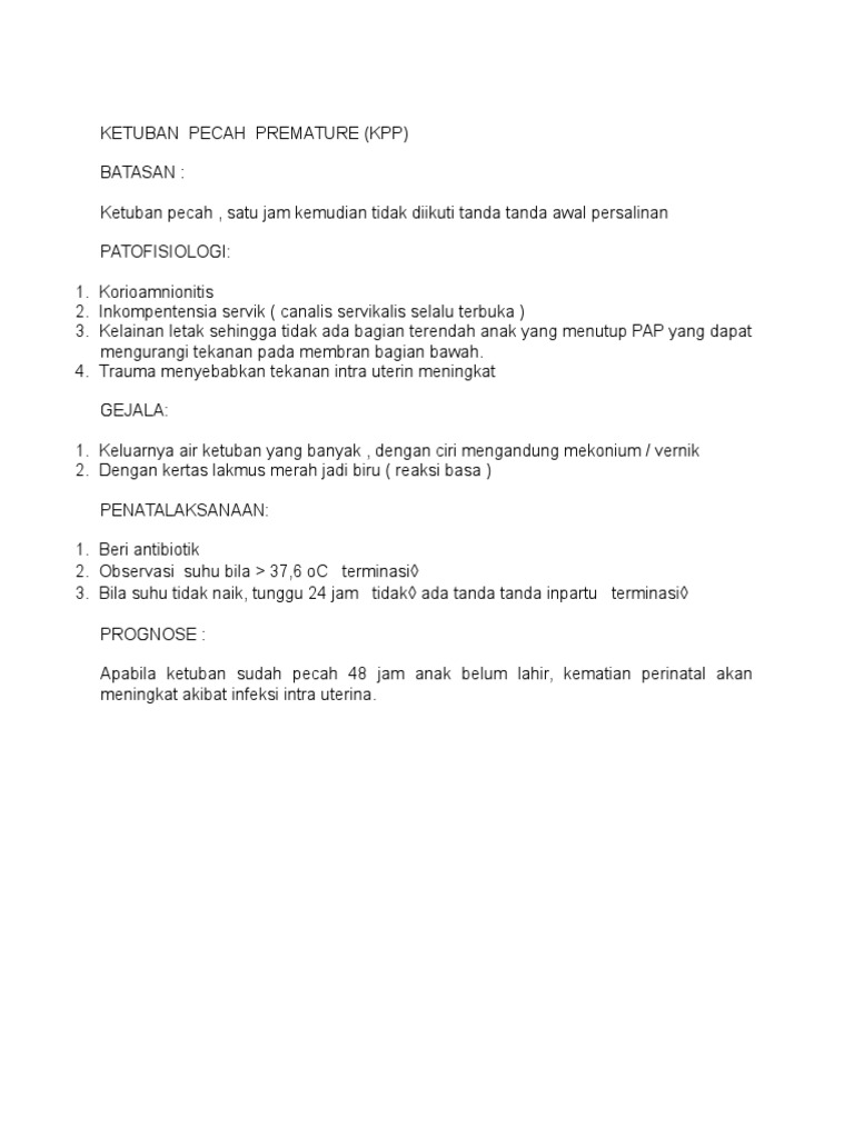Ketuban Pecah Premature