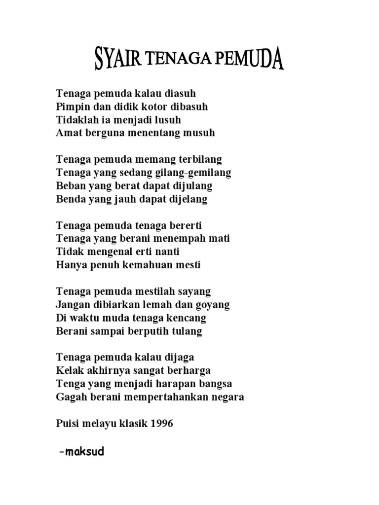 Tenaga Pemuda Kalau Diasuh