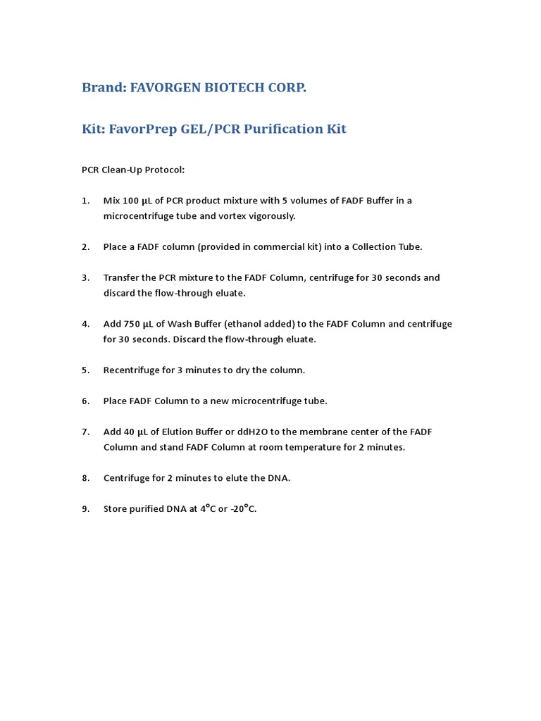 CityU HK Protocol PCR Purification | PDF