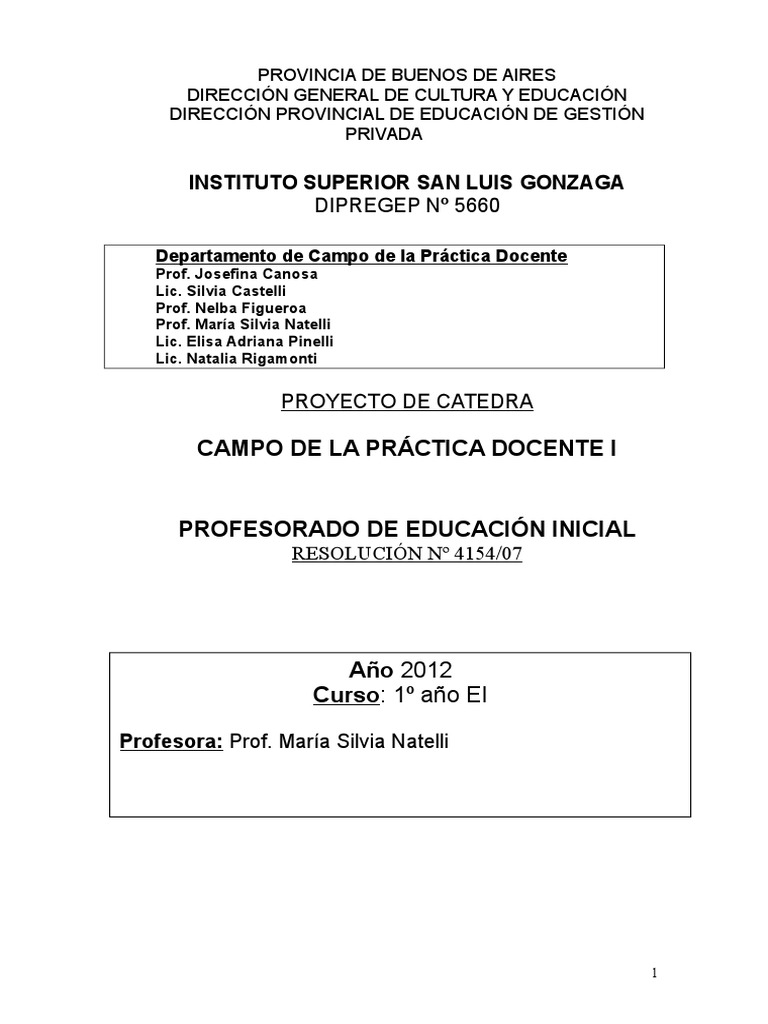 Campo de la Práctica Docente I | PDF | Maestros | Evidencia