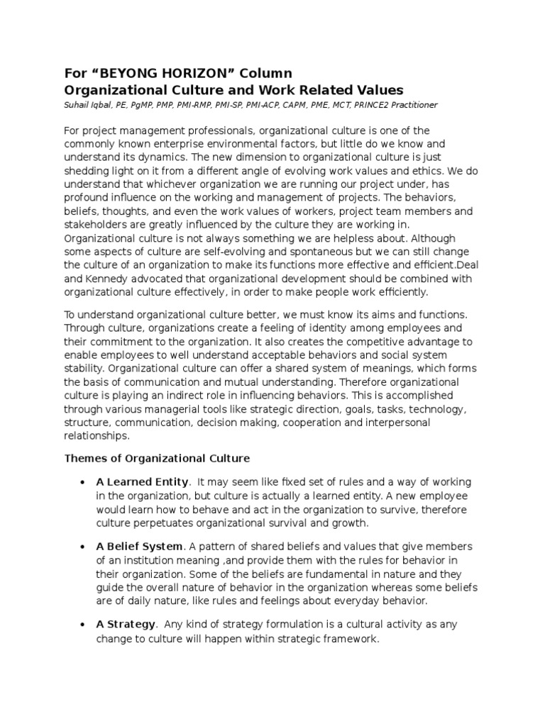 Understanding Organizational Culture Dynamics | PDF | Organizational ...