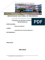 MAXIMA TRANSFERENCIA POTENCIA Laboratorio de Circuitos Electricos I