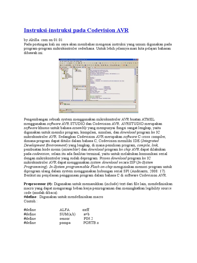 Instruksi CodeVision AVR untuk Mikrokontroler | PDF