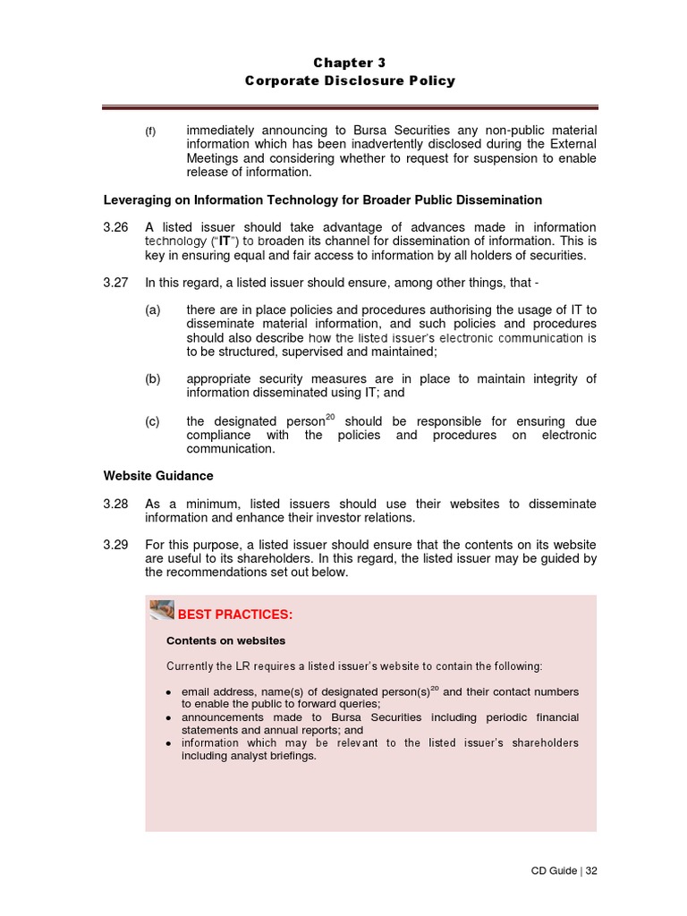 Corporate Disclosure | PDF | Securities (Finance) | Information