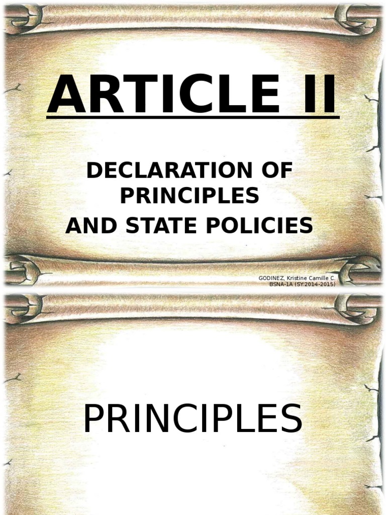 Article II Declaration of Principles and State Policies PDF