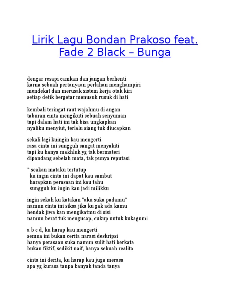 Lirik Lagu Bondan Prakoso Feat Pdf