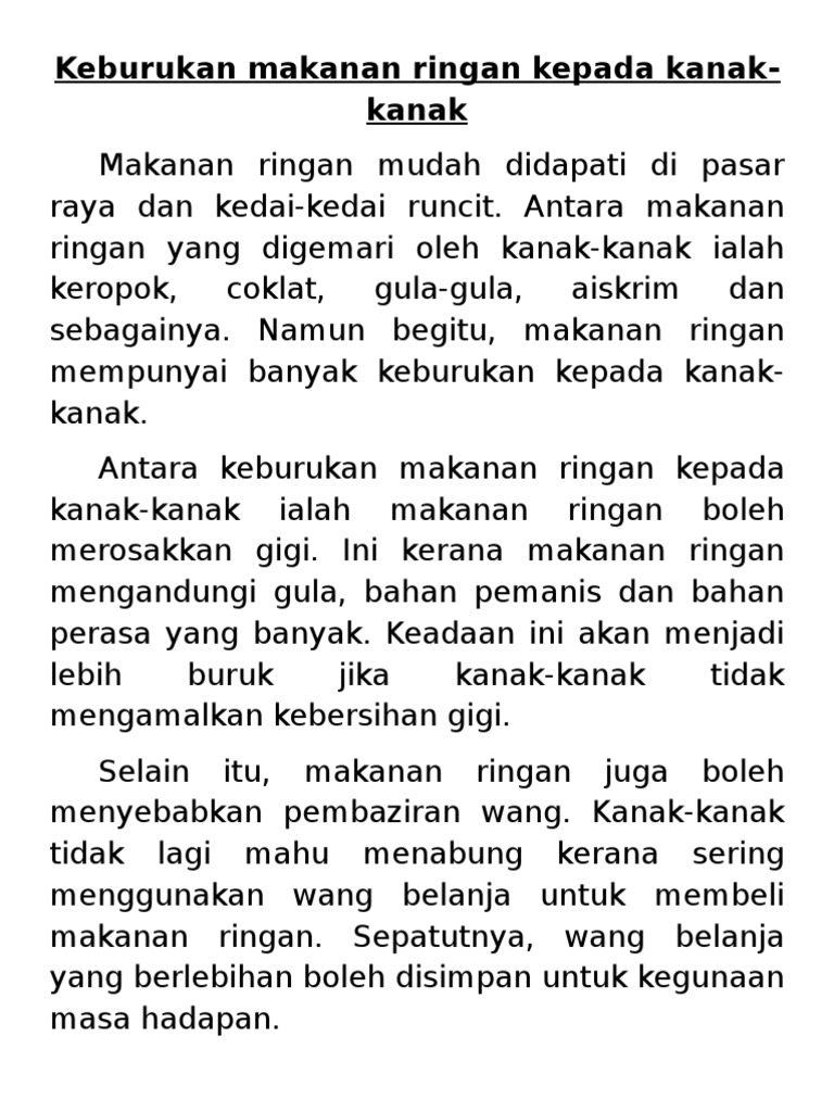Karangan Keburukan Makanan Ringan Pdf