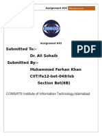 Submitted To:-Dr. Ali Sohaib Submitted By: - Muhammad Farhan Khan CIIT/Fa12-bet-049/Isb Section Bet (6B)