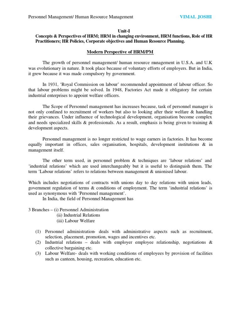 Personnel Management Or Human Resource Management | Pdf | Human Resources |  Employment