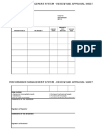 Performance Management System - Review and Appraisal Sheet