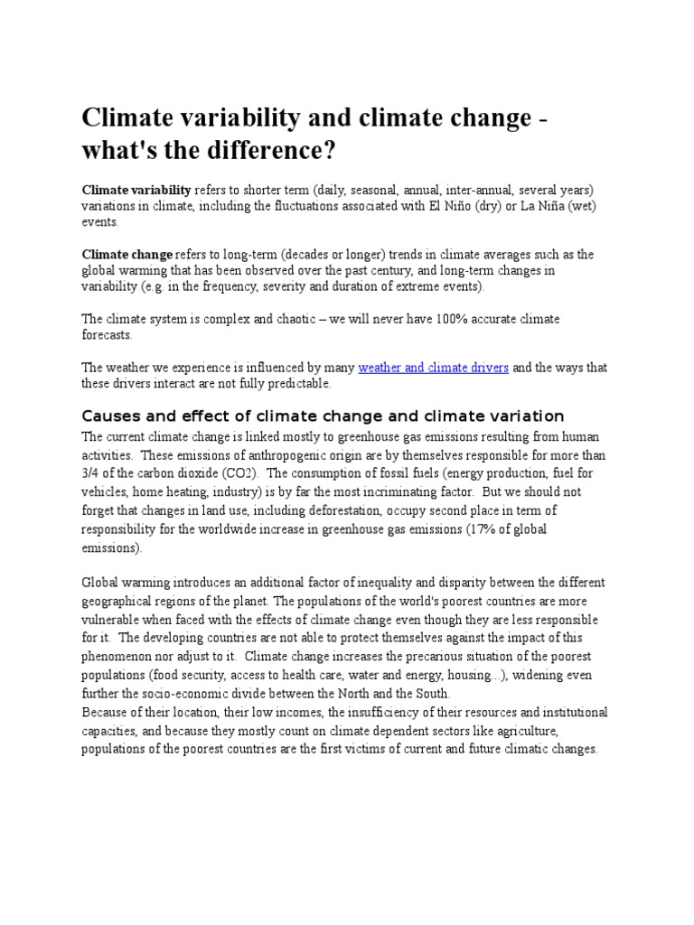 Climate Change vs. Variability Explained | PDF | Politics | Science ...