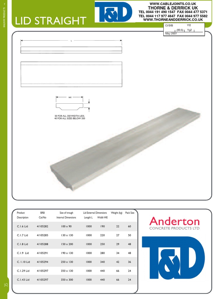 Concrete Cable Trough Straight Lids