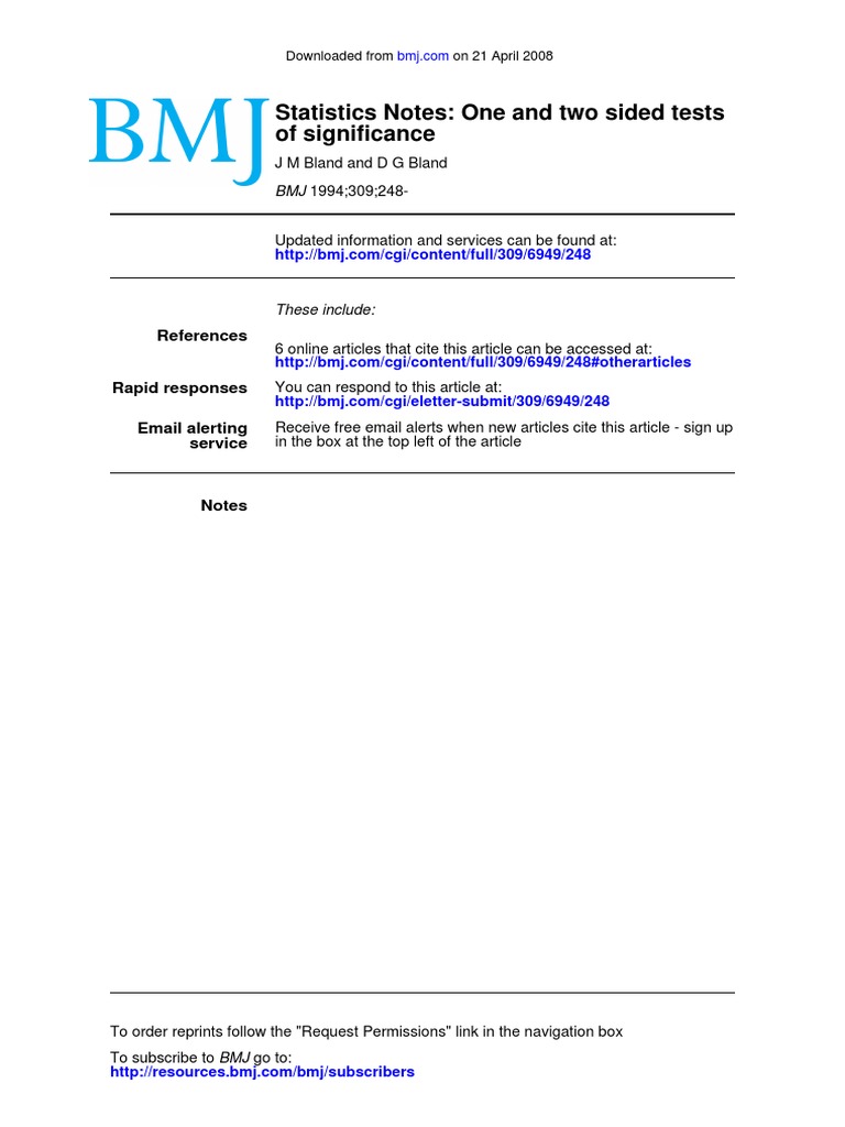 One and Two Sided Tests | PDF | Technology & Engineering
