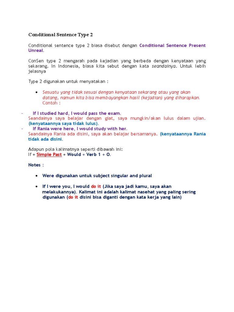Contoh Kalimat Conditional Sentence Present Unreal - Simak 