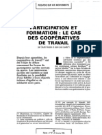Participation Et Formation -Le Cas Des Coopératives de Travail