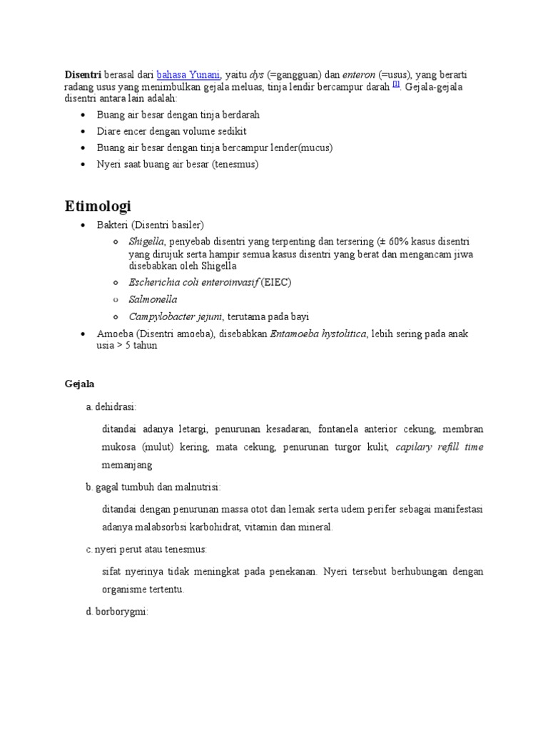 Gejala dan Penyebab Disentri | PDF