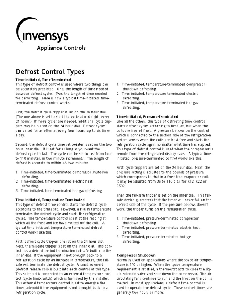 Defrost Control Types PDF Engineering Thermodynamics Mechanical