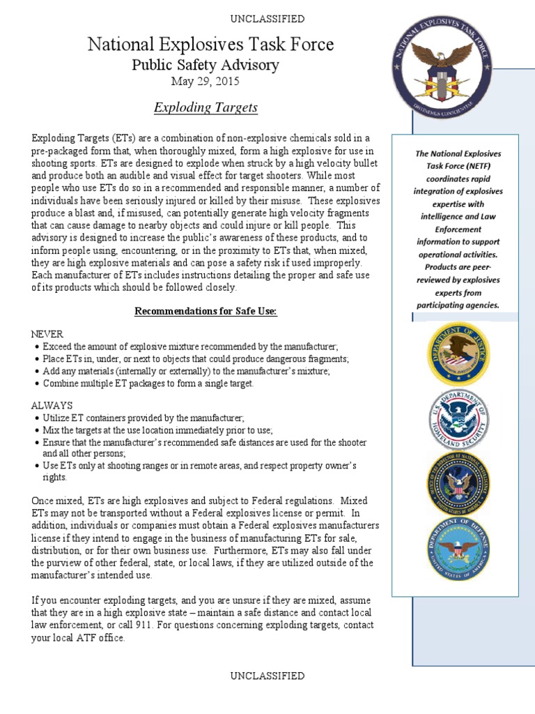 National Explosives Task Forces Binary Explosives Public Safety