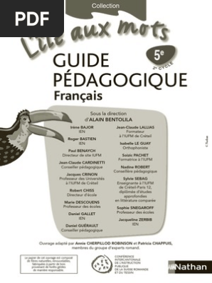 L Ile Aux Mots 5e Guide Pedagogique 2e Cycle Lecture Processus Pedagogie