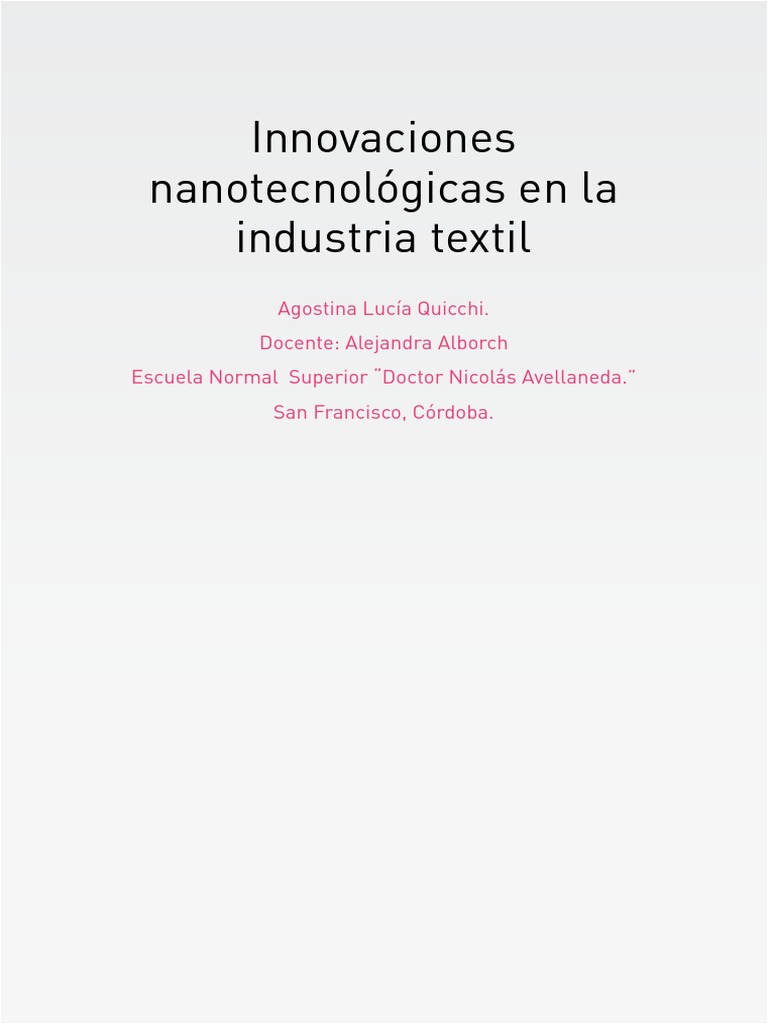Innovaciones Nanotecnologicas en La Industria Textil | PDF ...