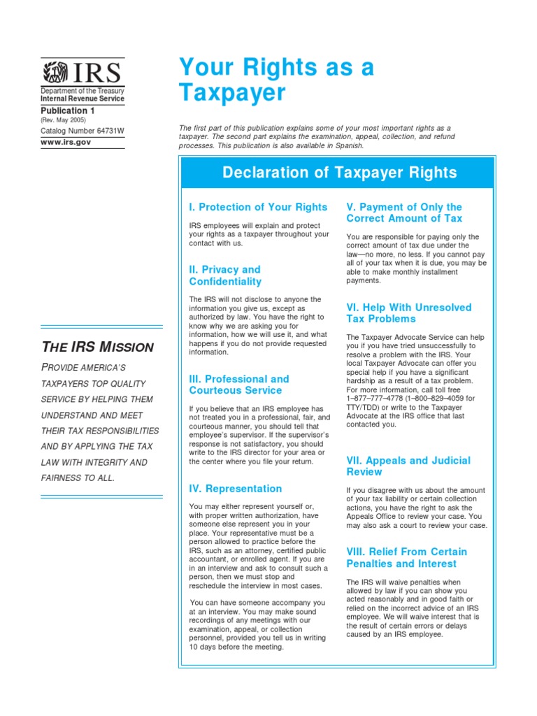 Your Rights As A Taxpayer | PDF | Internal Revenue Service | Tax Refund